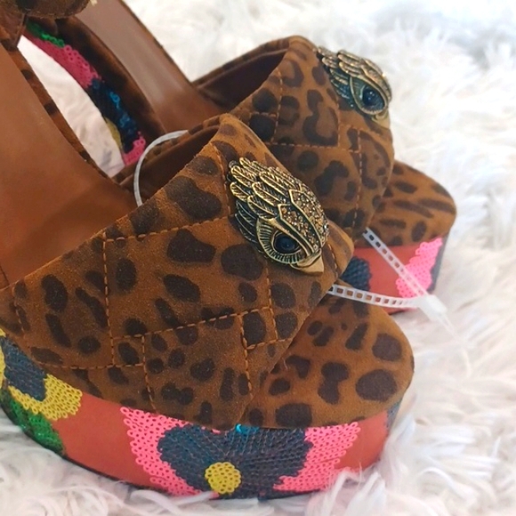 New Kurt Geiger London Floral Sequin Platform Leopard Print Sandals EU 41 - Picture 2 of 12